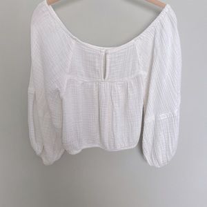 Ivory gauze cropped blouse